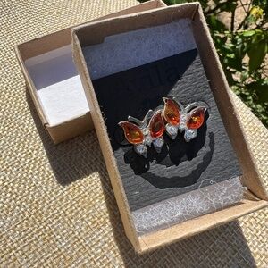 New AVILA Mini 925 Sterling Silver Crystal Rhinestone Butterfly Stud Earrings